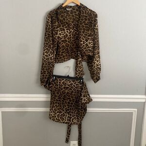 Leopard Print 2 Piece Wrap Skirt